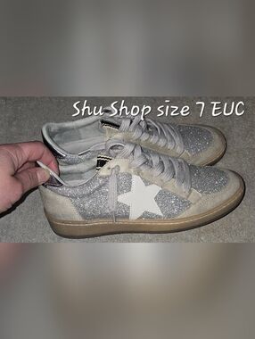 ShuShop Silver Glitter Star Sneakers